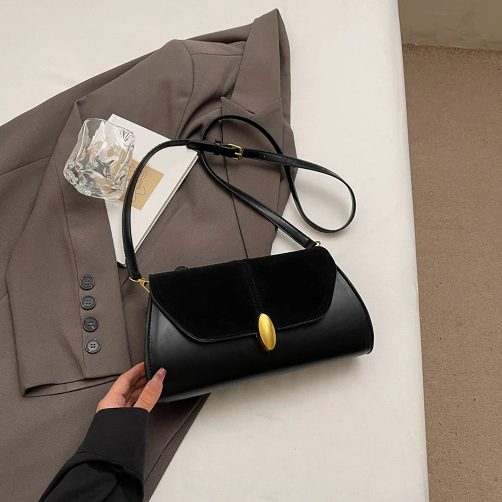 Fashion PU Shoulder Bag Stylish Crossbody Bag Adjustable Strap Vintage Small Tote Bag Trendy Commuting Bag Slouchy Hobo Bag