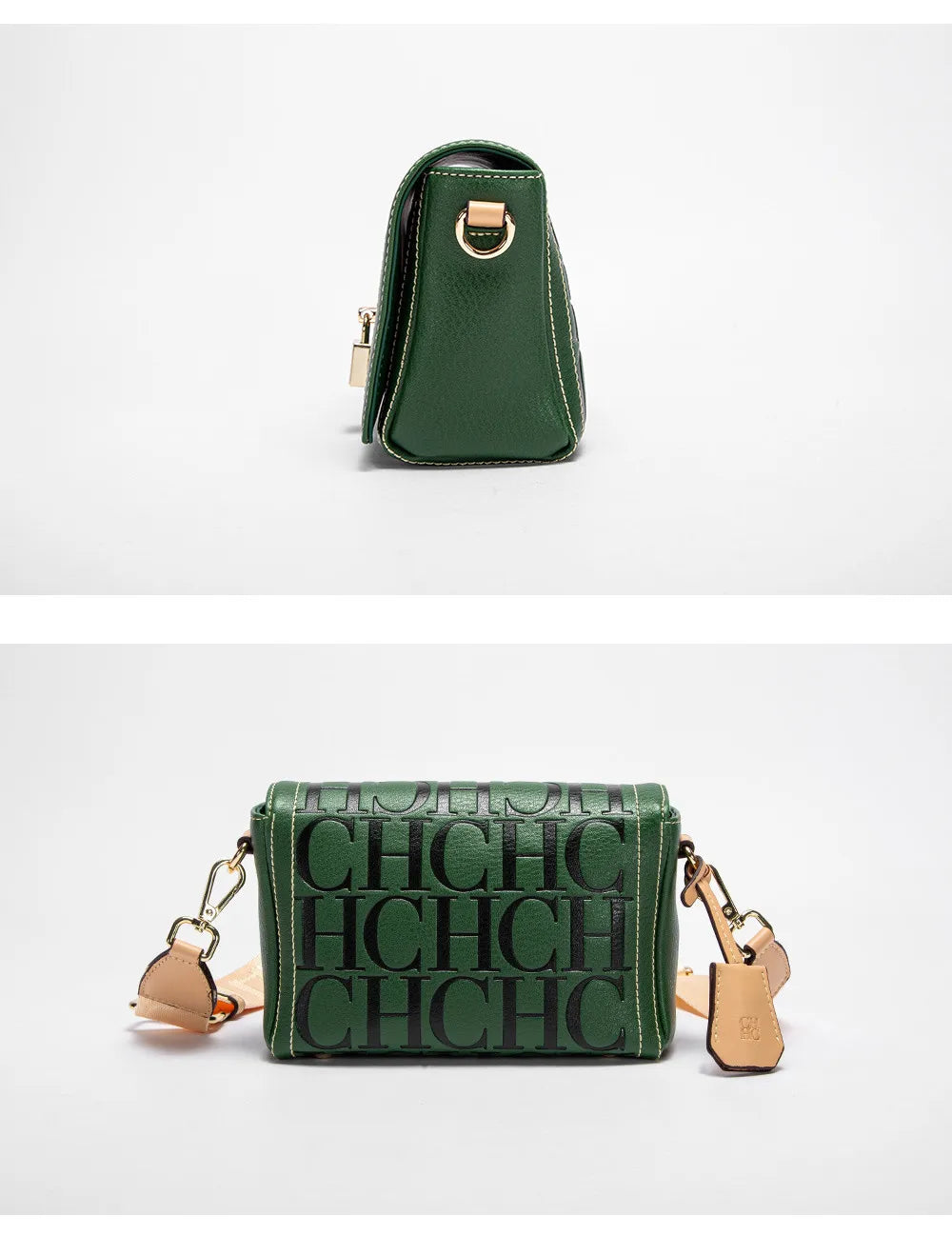 CH Fashion Design 2025 New Solid Colour Printed Head Bag Model Metal Accessories Buckle Women's Shoulder Bag Luxury Brand