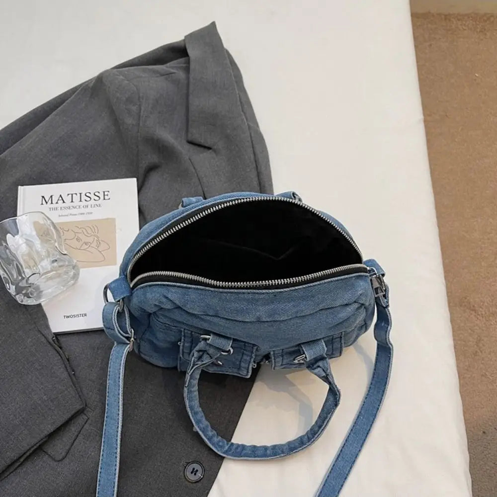 Fashion Handbag Retro Denim Bag Underarm Bag Crossbody Bag Spicy Girl Shoulder Bag Y2K Armpit Bag Washed Jean Bag Shopping