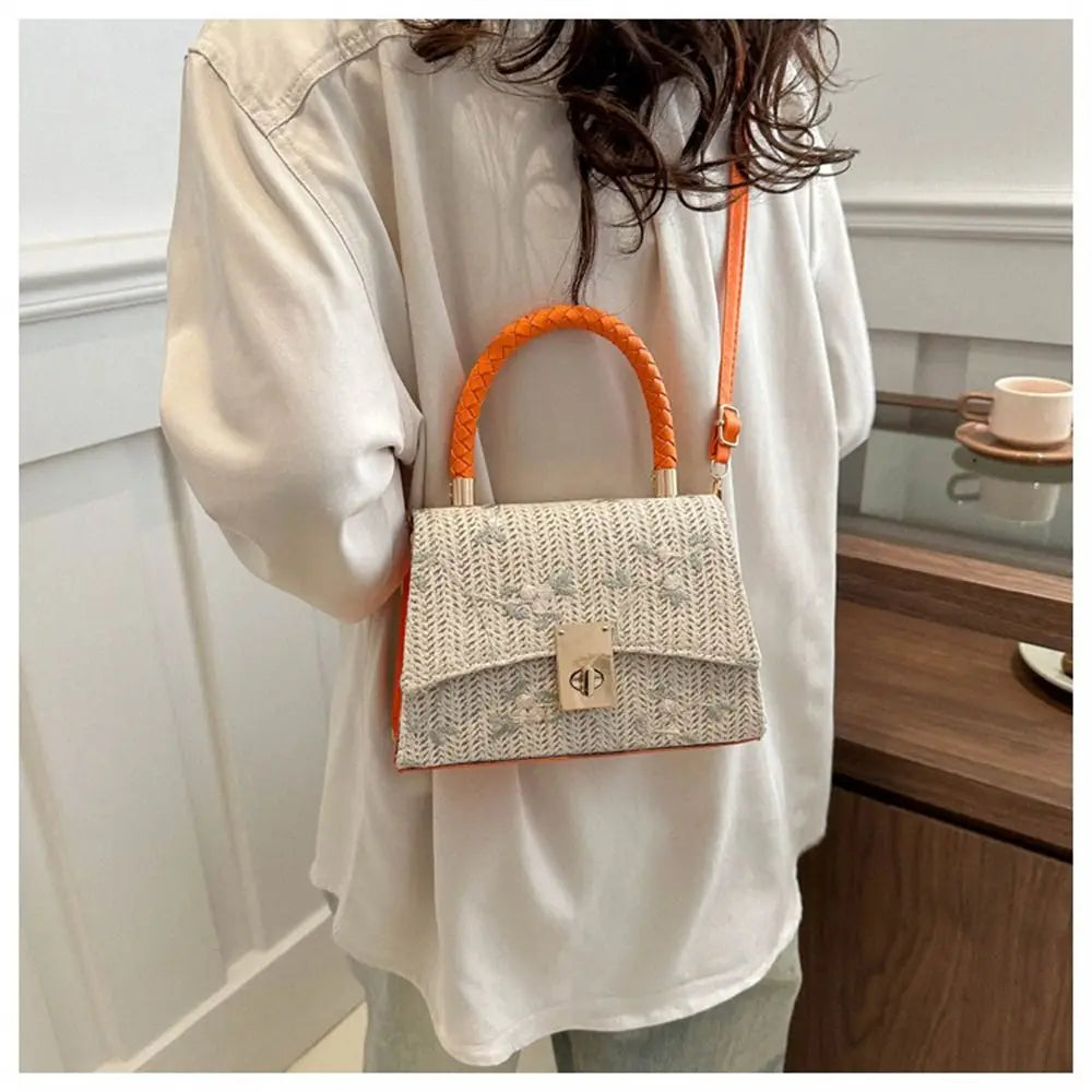 Fashion Rattan Straw Bag Large Capacity Handmade Braid Grass Woven Bag Bohemian Shoulder Messenger Bag for Women Girls