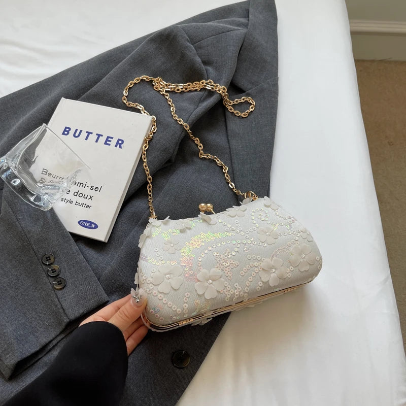 LEFTSIDE Chinese Style Small Cloth Shoulder Bags for Women 2024 Luxury Fashion Handbags Quality Chain Evening Crossbody Bag