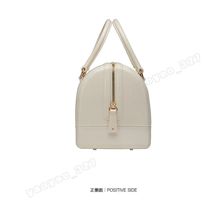 2024 Women Transparent Boston Handbag Candy Color Fashion Girls Jelly PVC Simple Waterproof Silicone Pillow Big Crossbody Bag