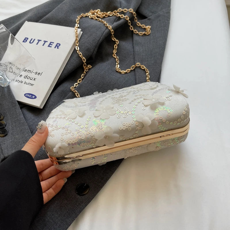 LEFTSIDE Chinese Style Small Cloth Shoulder Bags for Women 2024 Luxury Fashion Handbags Quality Chain Evening Crossbody Bag