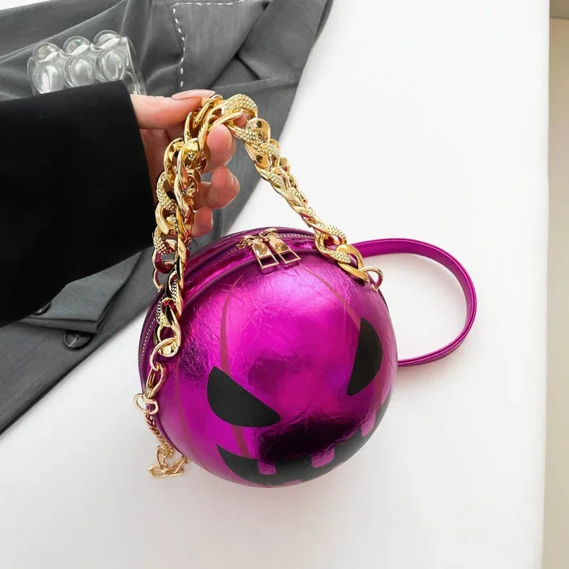 Thick Chain Handbag Clutch Bag 2024 New Halloween Handbag Purse Ghost Festival Pumpkin Crossbody Bag Lady Mini Phone Bag