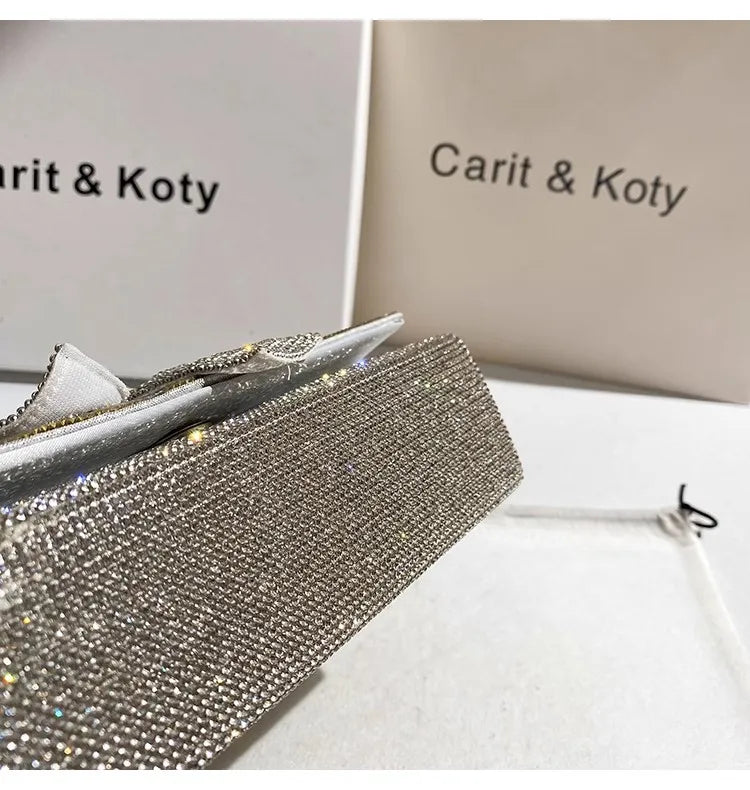 Crystal Shiny Diamond Evening Bag Luxury Glitter Bow Knot High Quality Women Handbag Wedding Party Clutch Purse Shoulder Bag