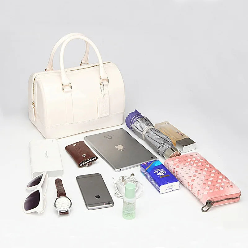 2024 Women Transparent Boston Handbag Candy Color Fashion Girls Jelly PVC Simple Waterproof Silicone Pillow Big Crossbody Bag