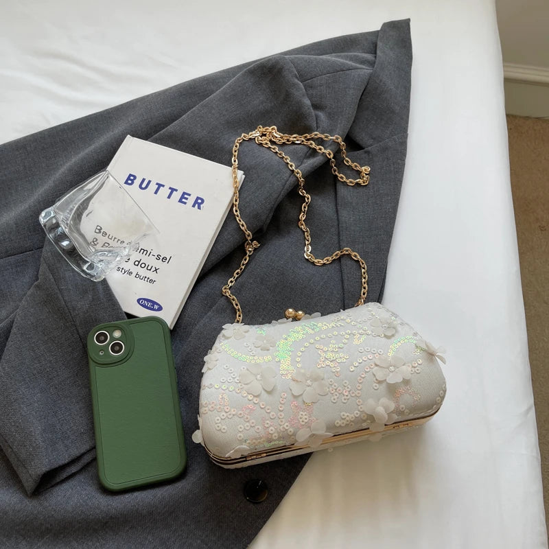 LEFTSIDE Chinese Style Small Cloth Shoulder Bags for Women 2024 Luxury Fashion Handbags Quality Chain Evening Crossbody Bag