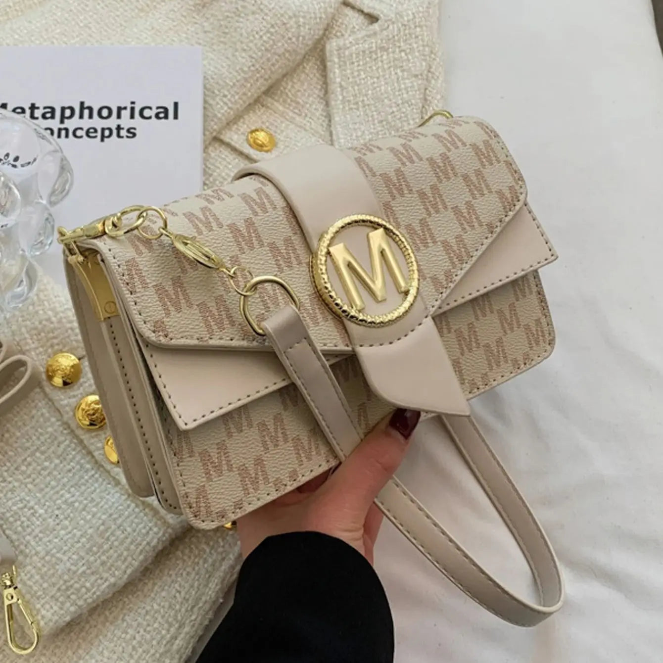 Lingge bag, chain bag, single shoulder bag, diagonal cross style crossbody bag for women