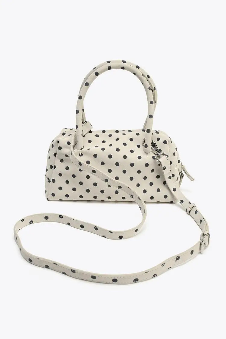 WOMEN'S POLKA DOT PRINTED BOWLING BAG, Women's Fashionable Crossbody Bag, Ladies Luxury Design Polka Dot Pattern Handbags