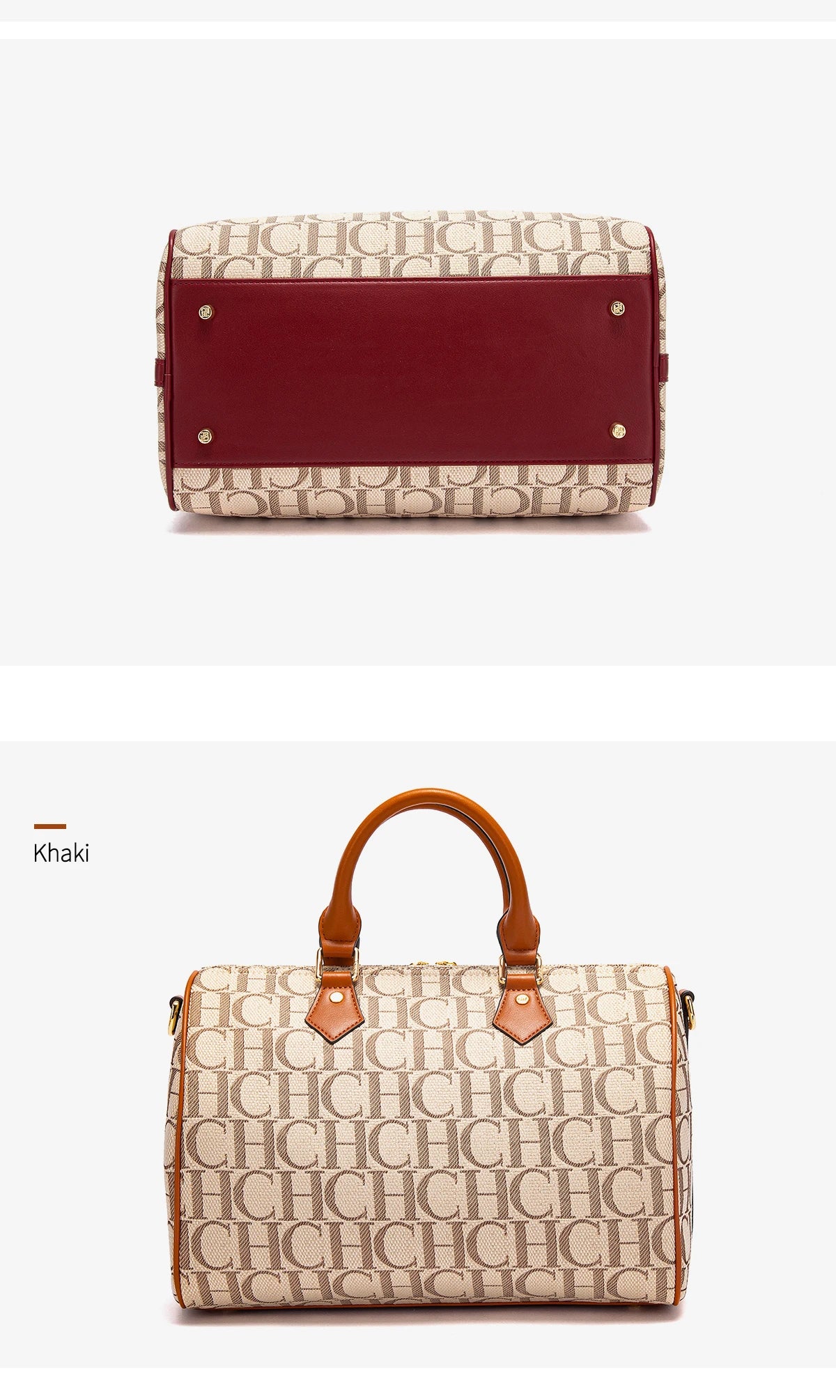 CHCH Women's Pillow Bag Autumn/Winter New Collection Letter Handbag Brown Boston Bag