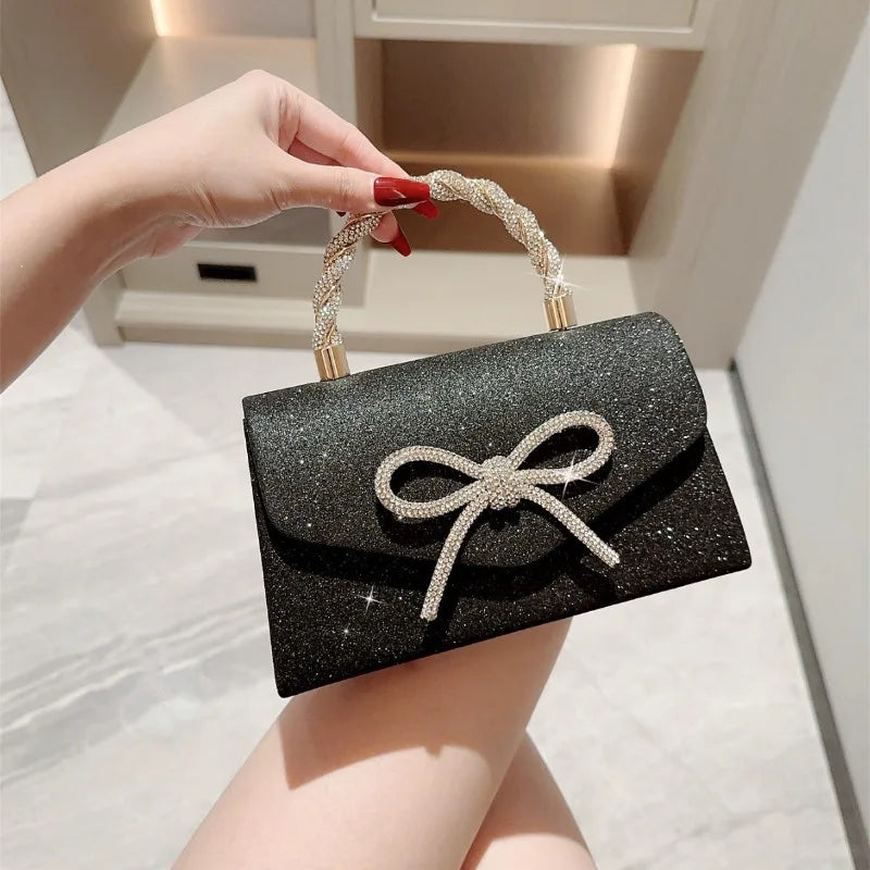 Evening Bag Dress Versatile European and American Clutch Bag Crossbody Celebrity Fashion Diamond Bow Chain Bag Lady Handbag